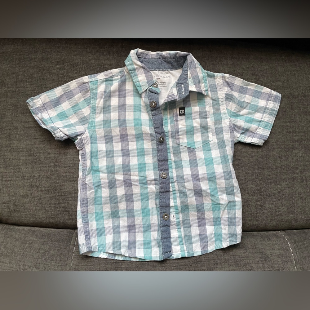 Calvin Klein, short sleeve plaid button down shirt